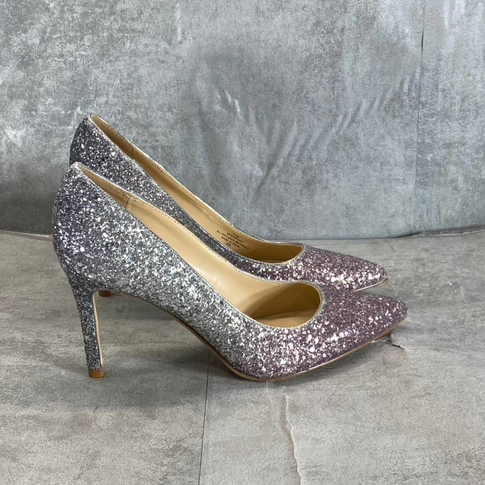 Marc Fisher Women's Silver/Pink Ombre Glitter Darreny Pointed-Toe Pumps SZ 7.5